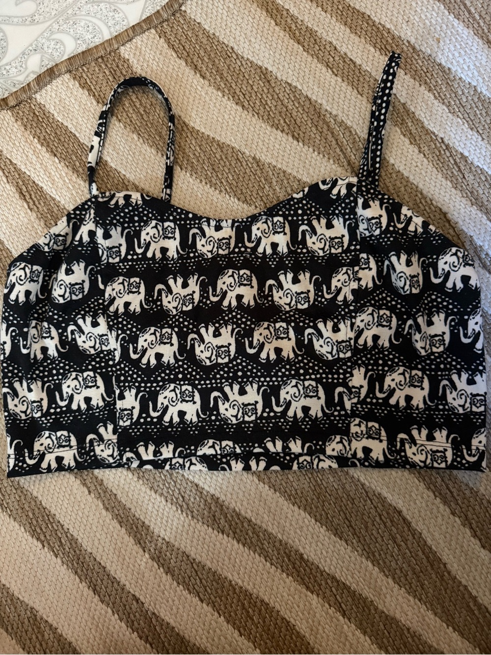 Black & White Elephant Print Bralette